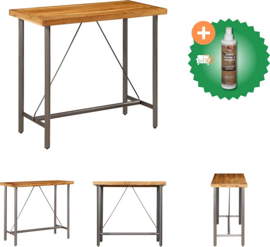 VidaXL Bartafel Teakhout 120 x 58 x 106 cm Industriële stijl Tafel Inclusief Houtreiniger en verfrisser
