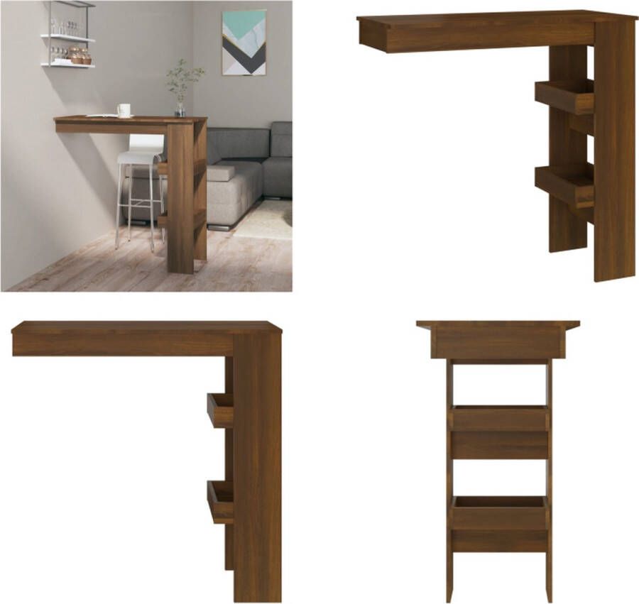 VidaXL Bartafel wandgemonteerd 102x45x103-5 cm bewerkt hout bruineiken Bartafel Bartafels Bar Tafel Wandgemonteerd Bistrotafel