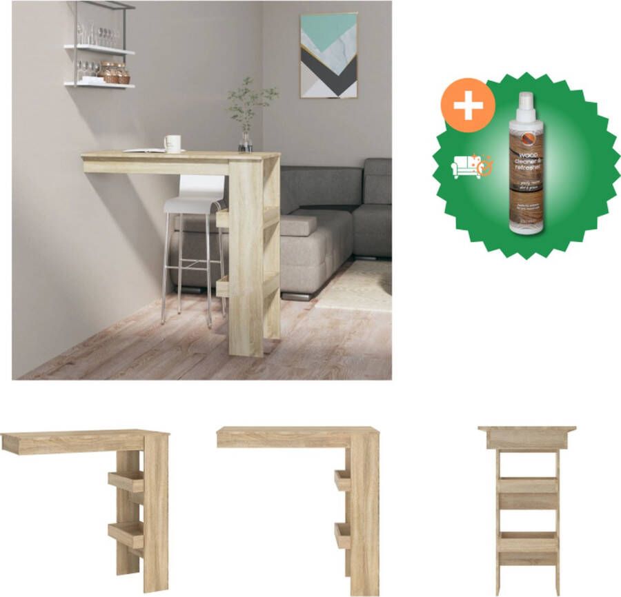 VidaXL Wandgemonteerde bartafel Smoked Oak 102 x 45 x 103.5 cm Stabiele constructie opslagfunctie Tafel Inclusief Houtreiniger en verfrisser