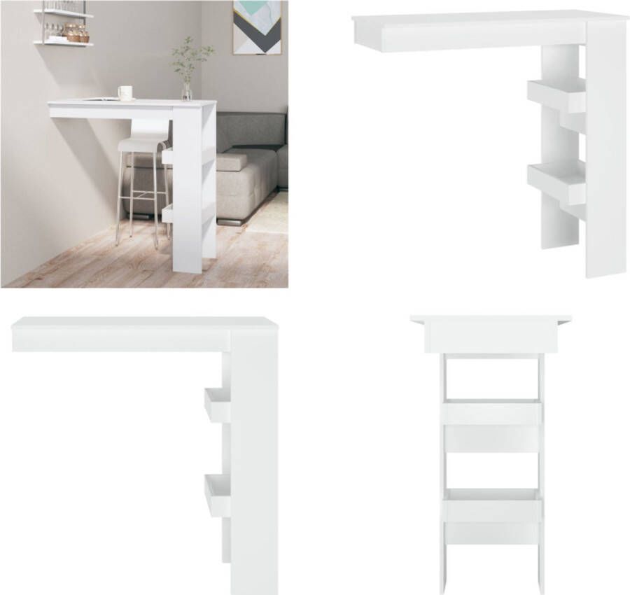 VidaXL Bartafel wandgemonteerd 102x45x103 5 cm bewerkt hout wit Bartafel Bartafels Bar Tafel Wandgemonteerd Bistrotafel