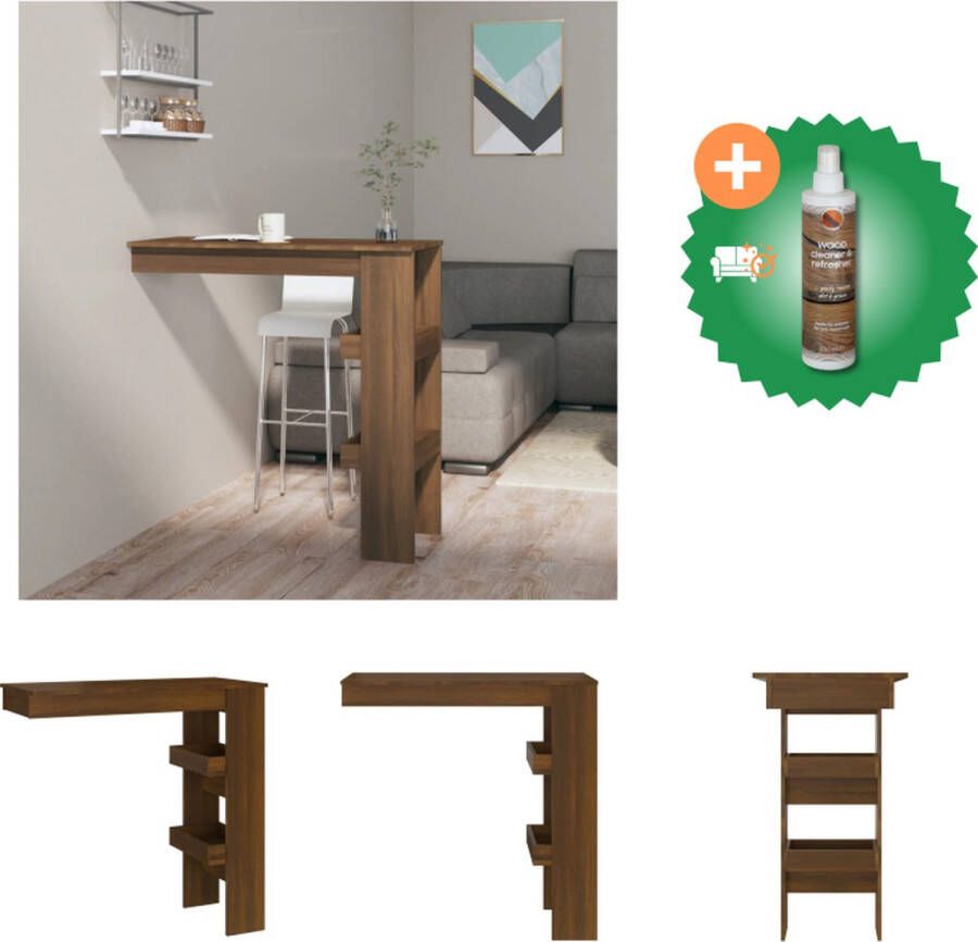 VidaXL Bartafel wandgemonteerd 102x45x103-5 cm bewerkt hout bruineiken Tafel Inclusief Houtreiniger en verfrisser