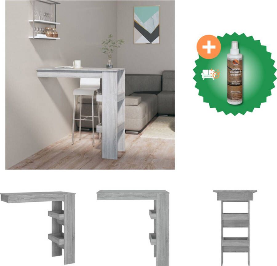 VidaXL Bartafel Wandgemonteerd Grijs Sonoma Eiken 102 x 45 x 103.5 cm Stabiele constructie Tafel Inclusief Houtreiniger en verfrisser