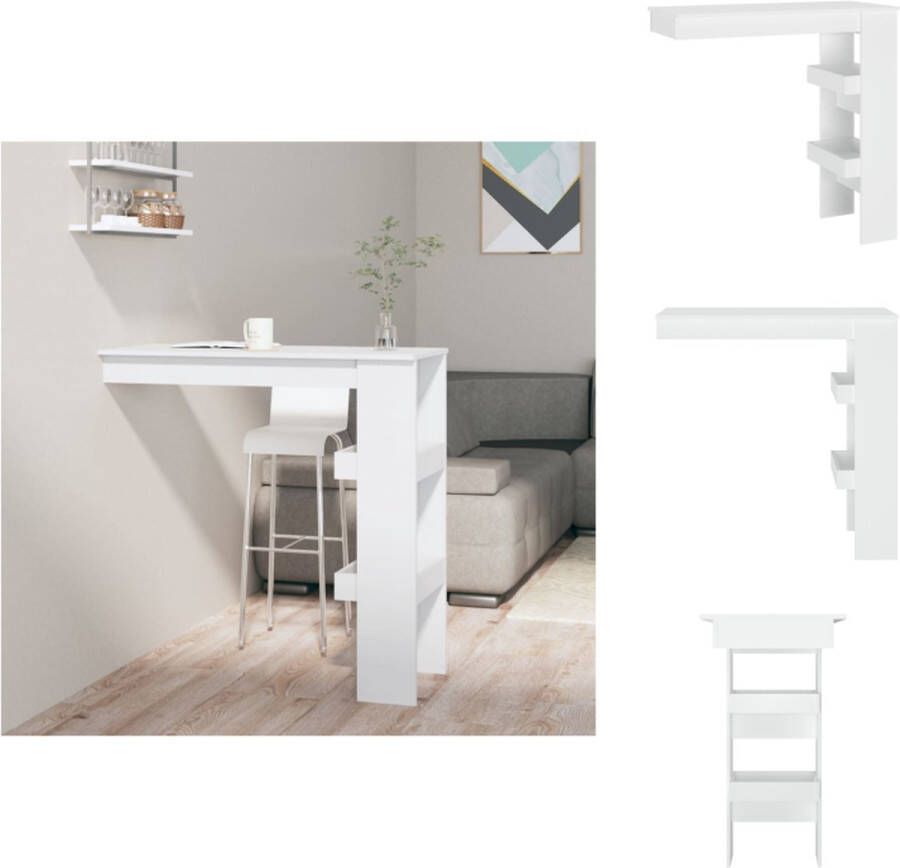 VidaXL Bartafel Bartafels Bar Tafel Wandgemonteerd Bistrotafel Bartafel wandgemonteerd 102x45x103-5 cm bewerkt hout wit