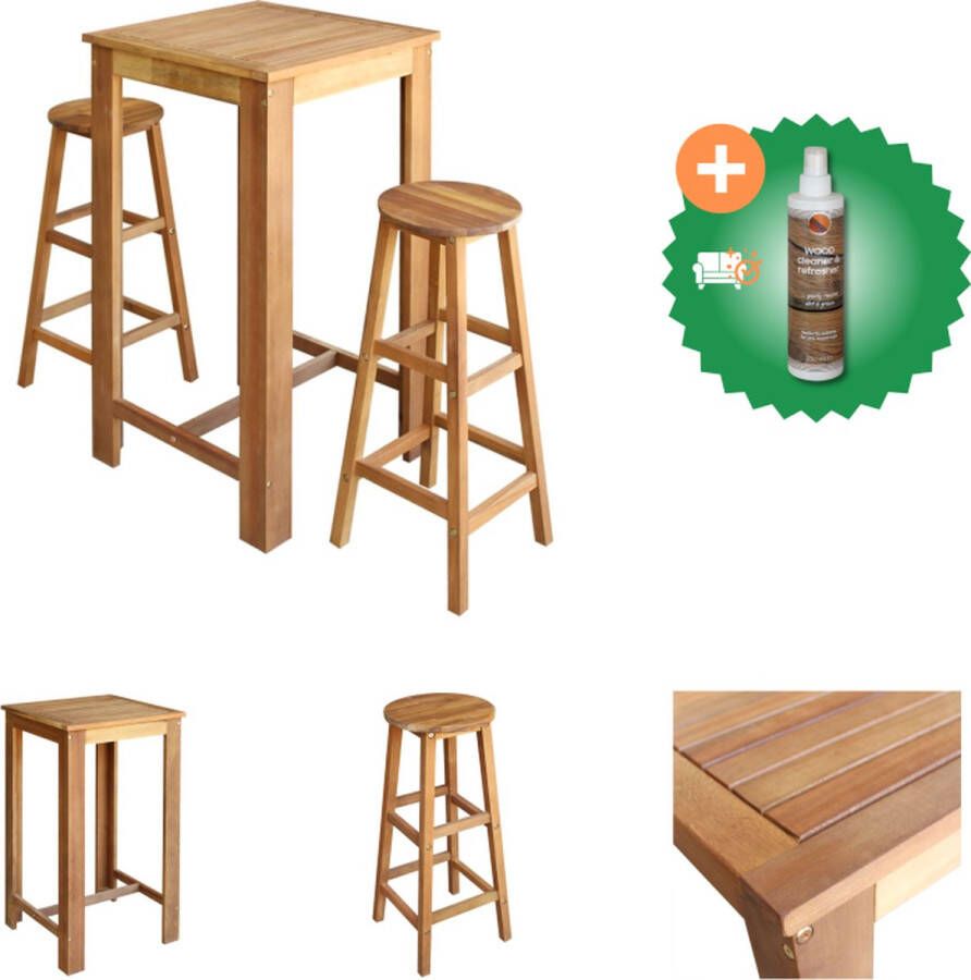 VidaXL Bartafelset Acacia 60x60x105 cm Rustiek design Weerbestendig Set tafel en stoelen Inclusief Houtreiniger en verfrisser
