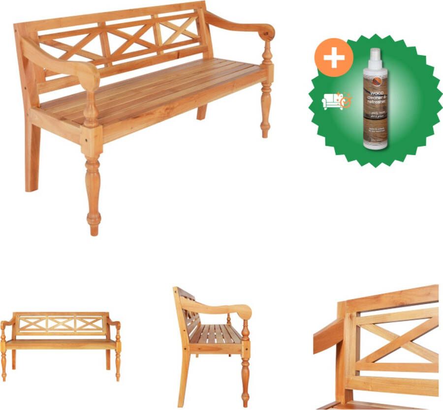 VidaXL Bank Batavia 123 cm massief mahoniehout lichtbruin Hocker Inclusief Houtreiniger en verfrisser