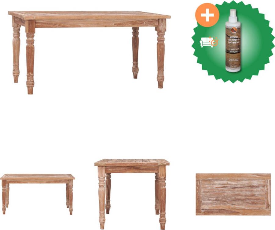 VidaXL Salontafel Batavia 90x50x45 cm massief teakhout whitewash Tafel Inclusief Houtreiniger en verfrisser