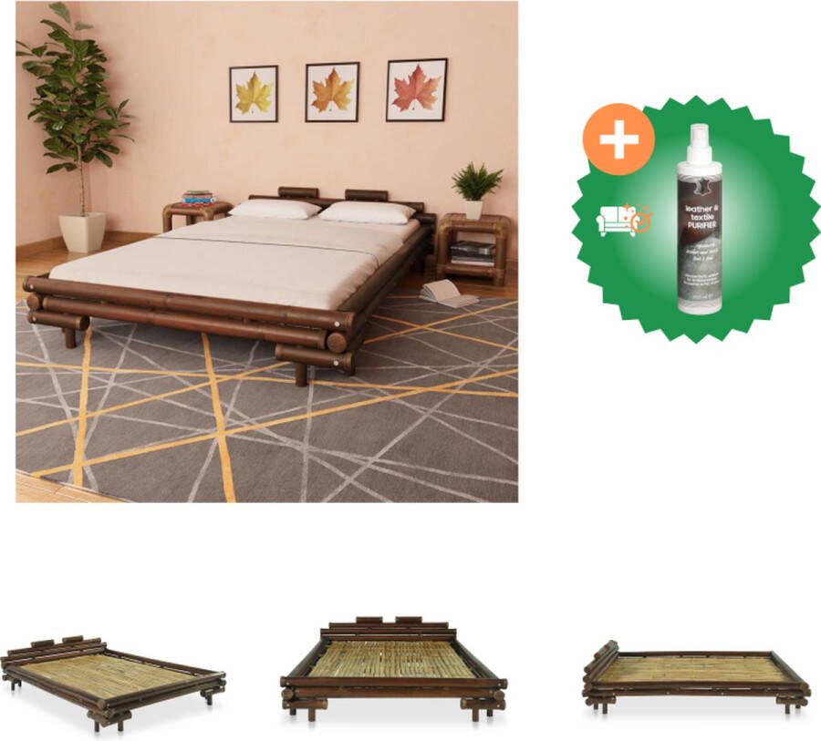 VidaXL Bed Bamboe 221 x 161 x 58 cm Donkerbruin Inclusief Lattenbodem Bed Inclusief Reiniger