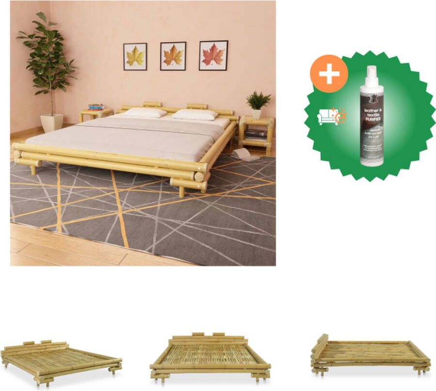 VidaXL Bed Bamboe 221 x 201 x 58 cm lattenbodem inclusief Bed Inclusief Reiniger