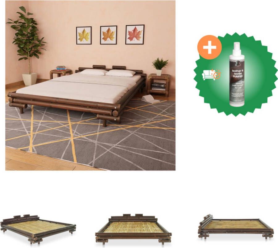 VidaXL Bed Bamboe Donkerbruin 221x181x58 cm Lattenbodem Geschikt voor 200x160 cm (- ) Bed Inclusief Reiniger