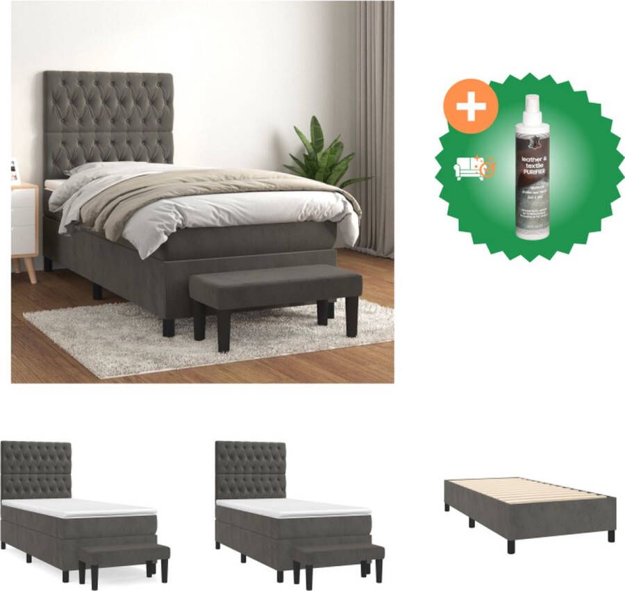 VidaXL Bed Bank donkergrijs 203x90x118 128 cm Bed Inclusief Reiniger