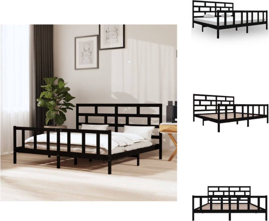 VidaXL Bed Bank Zwart 205.5 x 205.5 x 69.5 cm Massief grenenhout Bed