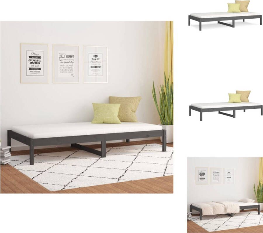 VidaXL Slaapbank Slaapbanken Bedbank Bed Slaapbank 90x190 cm massief grenenhout grijs 3FT Single - Foto 2