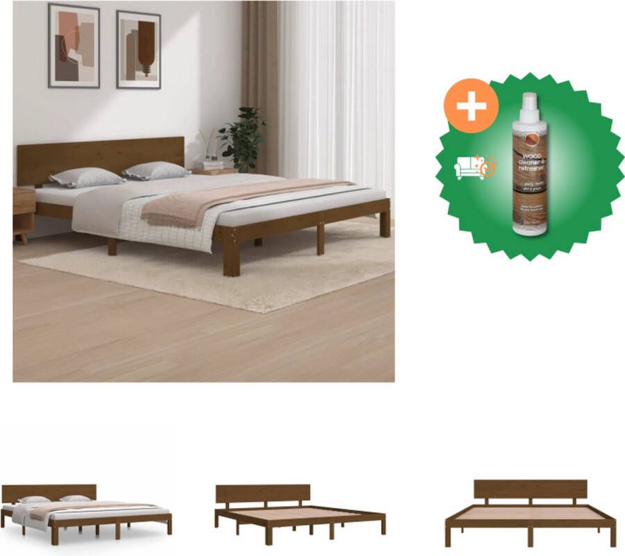 VidaXL Bedframe massief hout honingbruin 180x200 cm 6FT Super King Bed Inclusief Houtreiniger en verfrisser