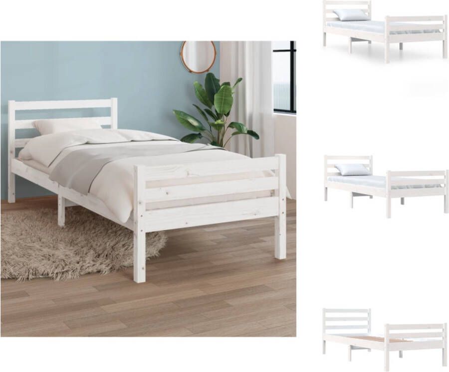 VidaXL Bed Bedframe Eenpersoons 90 x 190 cm Grenenhout Wit Bed