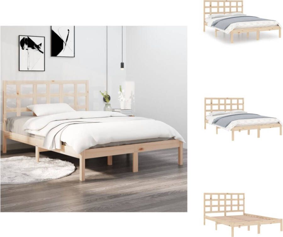 vidaXL Bed Bedframe Grenenhout 195.5 x 125.5 x 31 cm 120 x 190 cm Rustieke uitstraling Bed