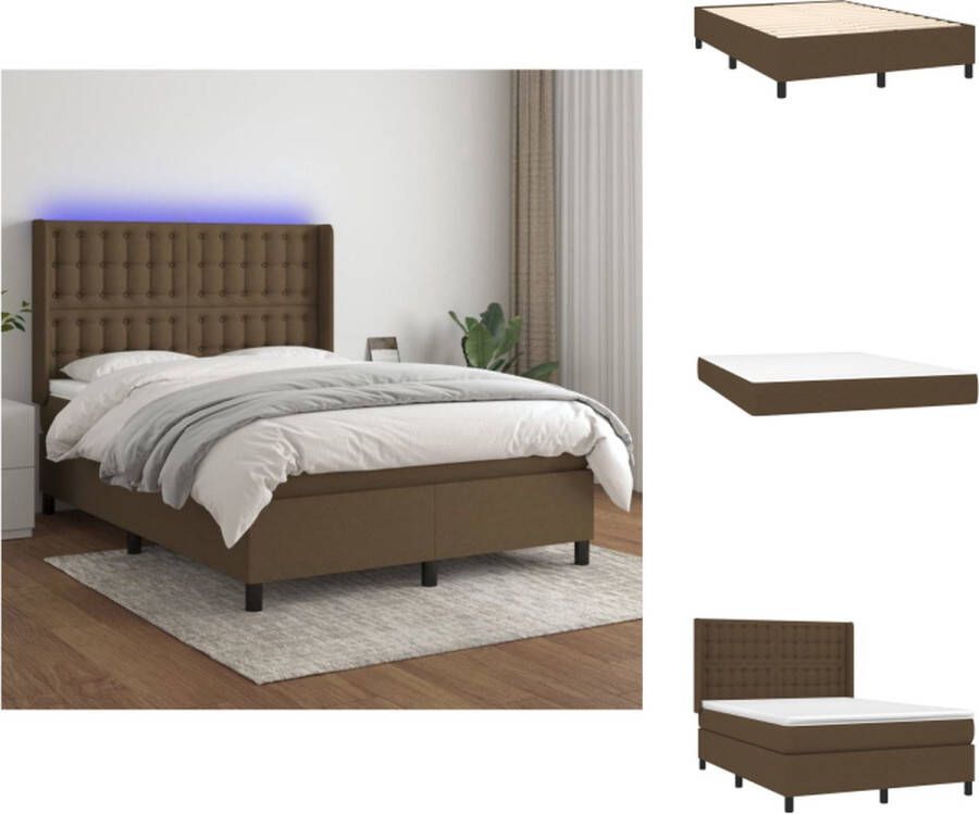 VidaXL Bed Boxspring 140 x 200 LED Pocketvering Huidvriendelijk Bed