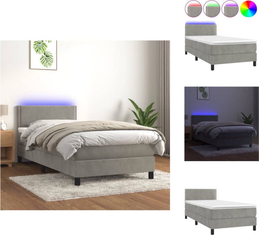 VidaXL Bed Boxspring 203x80x78 88 cm Fluweel LED Pocketvering Bed