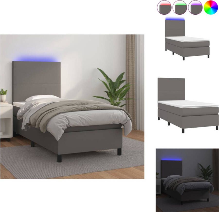 VidaXL Bed Boxspring 90x190 cm Kunstleer LED Bed