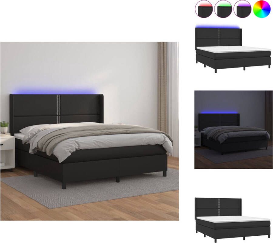 VidaXL Bed Boxspring Kunstleer 203 x 163 cm LED-verlichting Bed