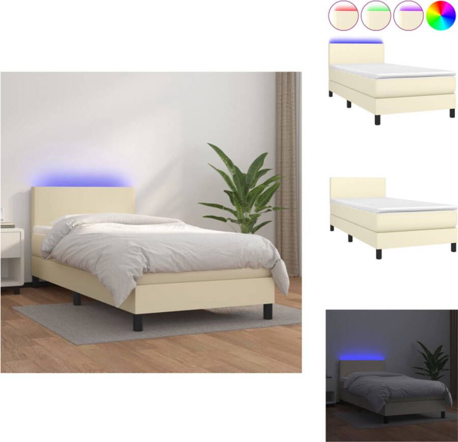 VidaXL Bed Boxspring LED-Verlichting Pocketvering Kunstleer 203x90x78 88cm Bed