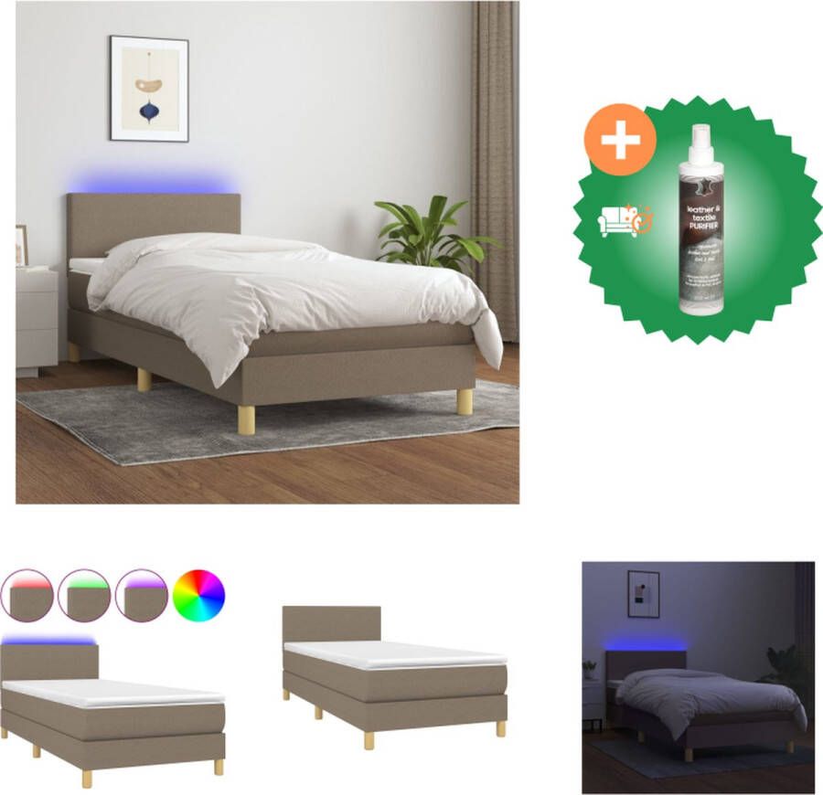 vidaXL Bed Boxspring Pocketvering 90x200 verstelbaar hoofdbord LED Bed Inclusief Reiniger