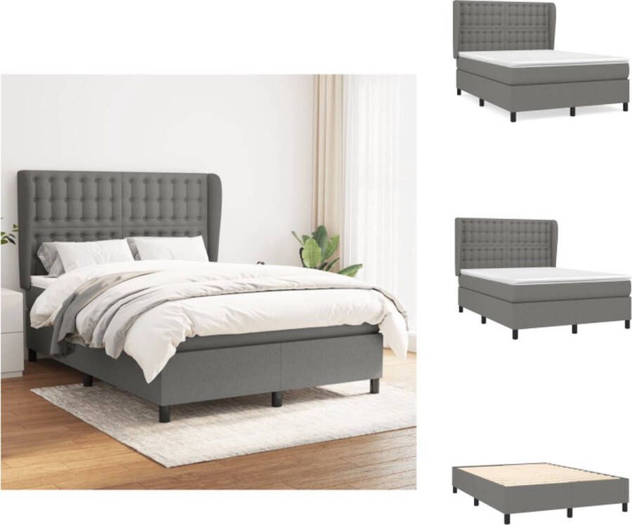 VidaXL Boxspringbed Bed 203 x 147 x 118 128 cm Duurzaam Verstelbaar hoofdbord Pocketvering matras Middelharde ondersteuning Huidvriendelijk topmatras Inclusief montagehandleiding Bed - Foto 2