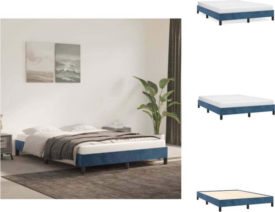 VidaXL Bedframe Bedframes Slaapmeubel Bedbodem Bedframe zonder matras 140x200 cm fluweel donkerblauw
