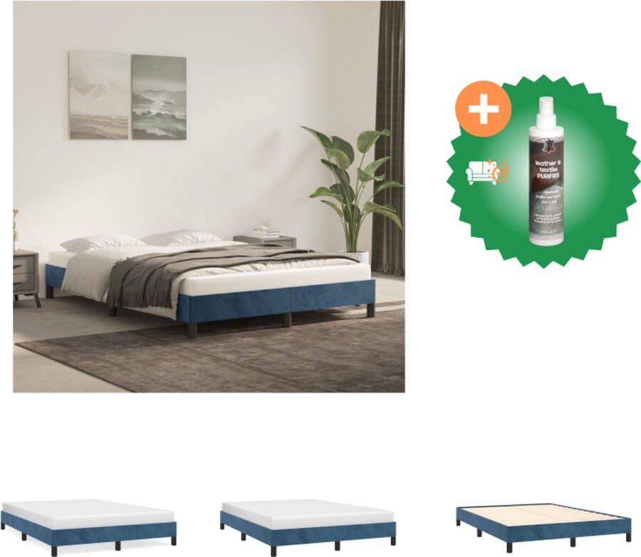 VidaXL Bed Dark Blue Velvet 203 x 143 x 25 cm Plywood Slatted Base Bed Inclusief Reiniger