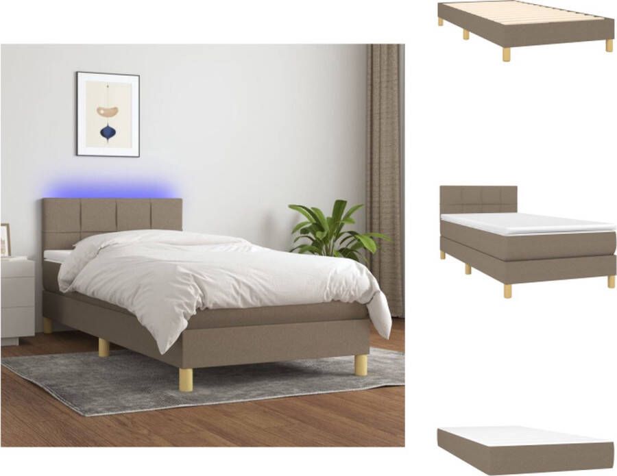 VidaXL Boxspring LED Bed 203 x 80 x 78 88 cm Duurzaam materiaal Verstelbaar hoofdbord Comfortabele ondersteuning Kleurrijke LED-verlichting Pocketvering matras Huidvriendelijk topmatras Geleverd met montagehandleiding Bed - Foto 6
