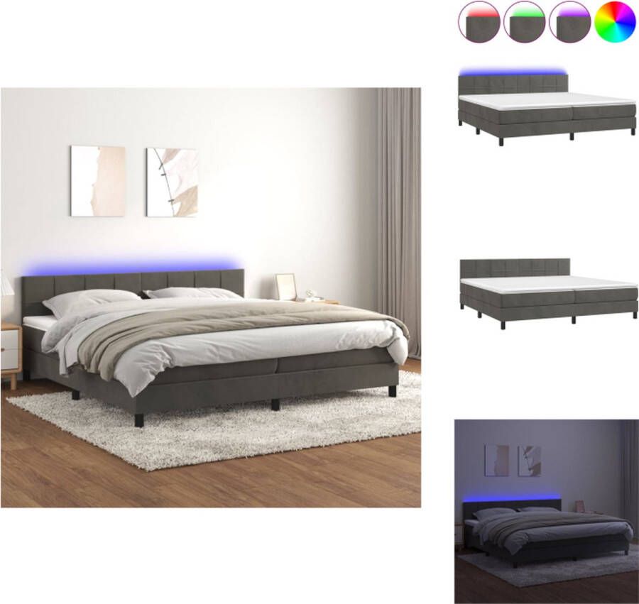 VidaXL Bed Fluweel Pocketvering Matras Huidvriendelijk Topmatras LED Bed