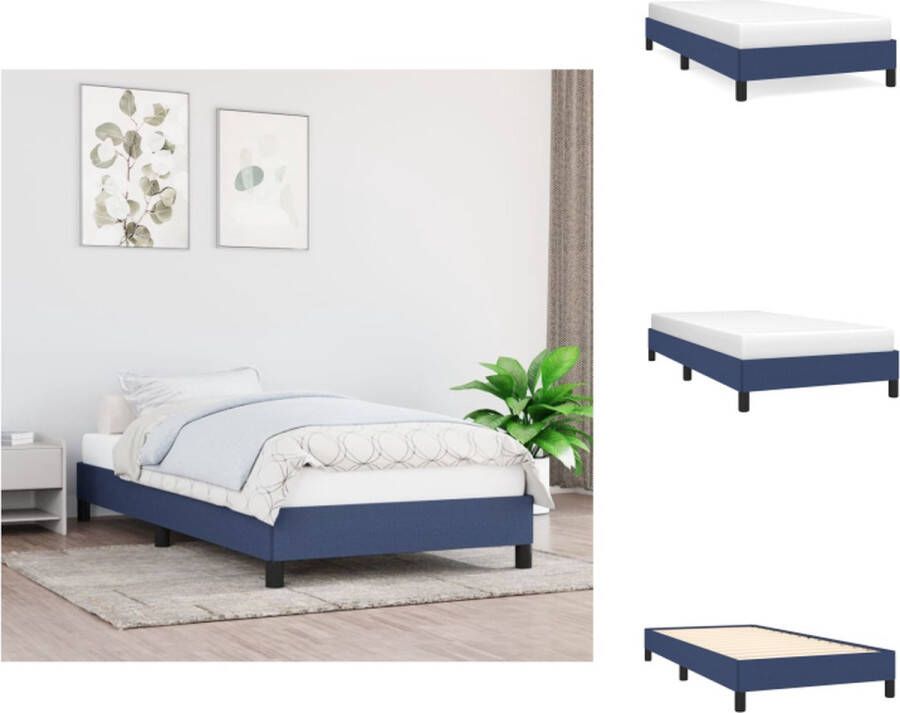 VidaXL Bed Frame Blauw 203 x 103 x 25 cm Stof (100% polyester) Multiplex Geschikte matras- 100 x 200 cm Bed
