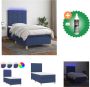 VidaXL Boxspring LED 203 x 90 x 118 128 cm Blauw Pocketvering matras Huidvriendelijk topmatras Bed Inclusief Reiniger - Thumbnail 3