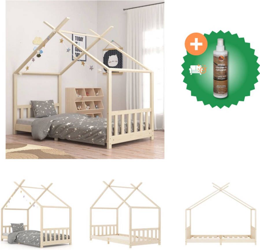 VidaXL Bed Frame Boomhut-stijl 206 x 98 x 155 cm Geschikt voor 90 x 200 cm matras Massief grenenhouten frame Bed Inclusief Houtreiniger en verfrisser