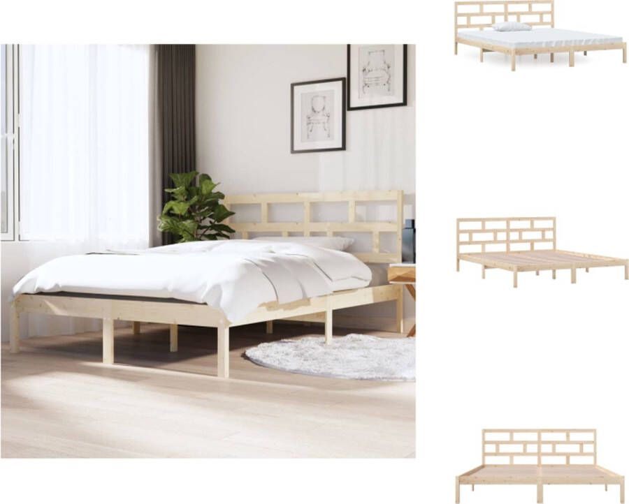 VidaXL Bed frame Grenenhout 195.5 x 141 x 100 cm Inclusief hoofdeinde 135 x 190 cm matras Bed