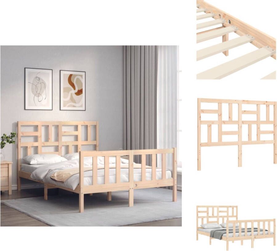 VidaXL Bedframe Bedframes Bed Tweepersoonsbed Bedframe zonder matras massief grenenhout 140x200 cm - Foto 2