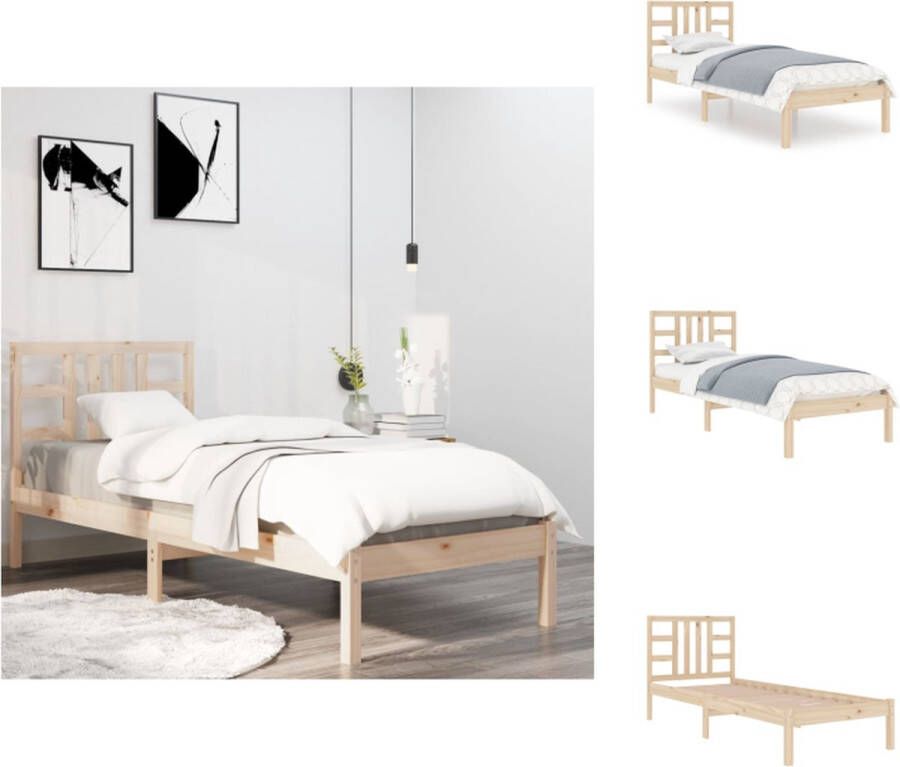 VidaXL Bed frame Grenenhout 205.5 x 95.5 x 31 cm Multiplex lattenbodem Comfortabele ervaring Bed