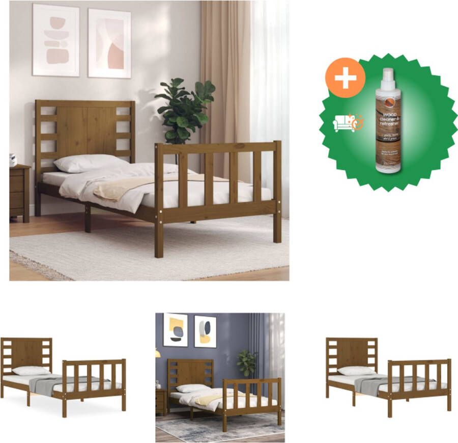 VidaXL Bed Frame Grenenhout Bedden 205.5 x 105.5 x 100 cm Multiplex Lattenbodem Bed Inclusief Houtreiniger en verfrisser