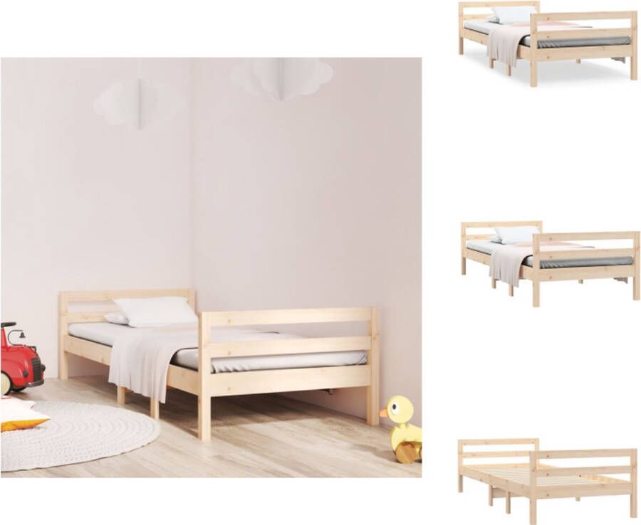 VidaXL Bedframe Eenpersoonsbed Bed Bedframe zonder matras massief grenenhout 90x190 cm - Foto 2