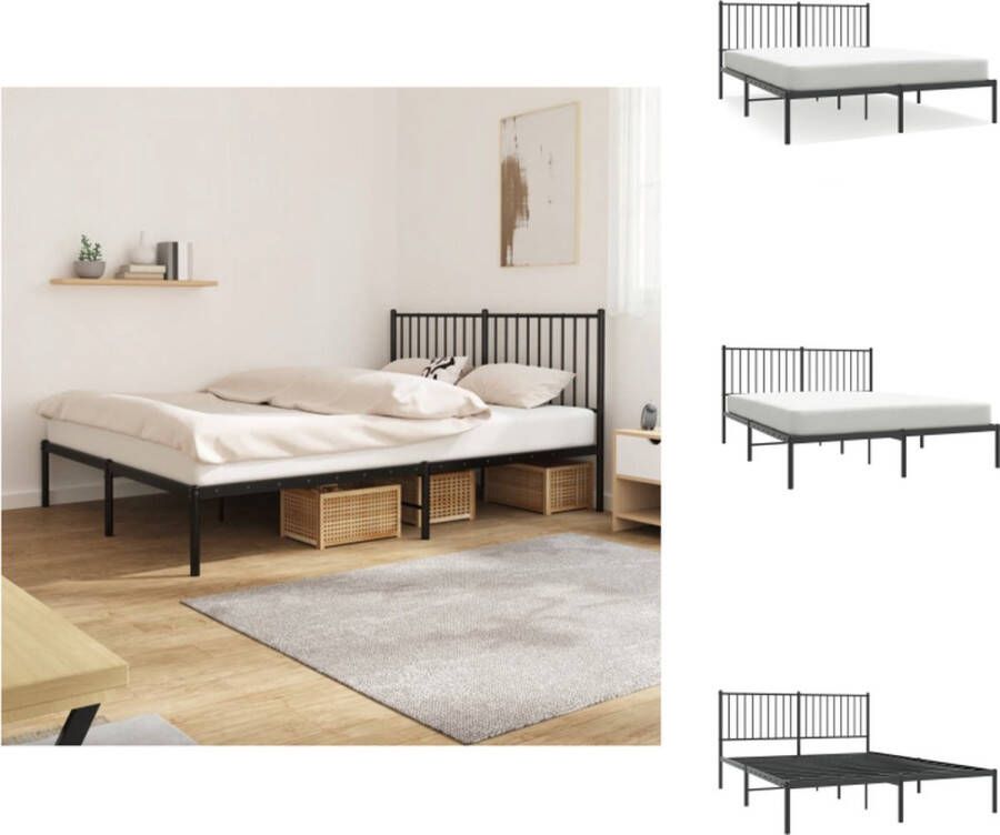 VidaXL Bed Frame Klassiek Metaal Zwart 207x166x90.5 cm Geen Matras Inbegrepen Bed