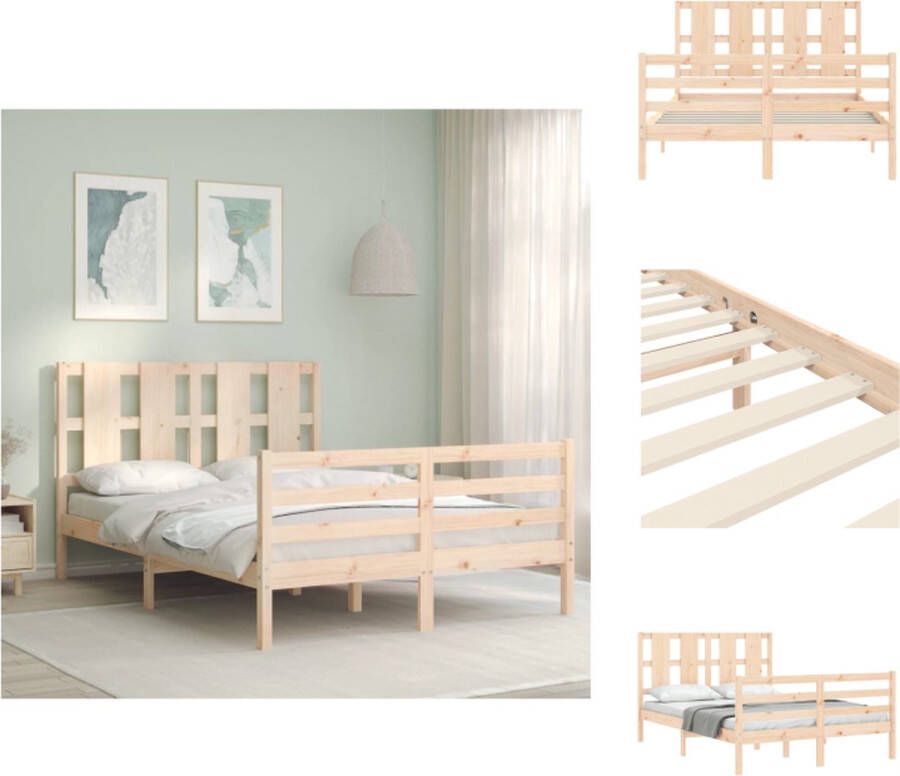 VidaXL Bedframe Bedframes Bed Tweepersoonsbed Bedframe met hoofdbord massief hout 4FT6 Double