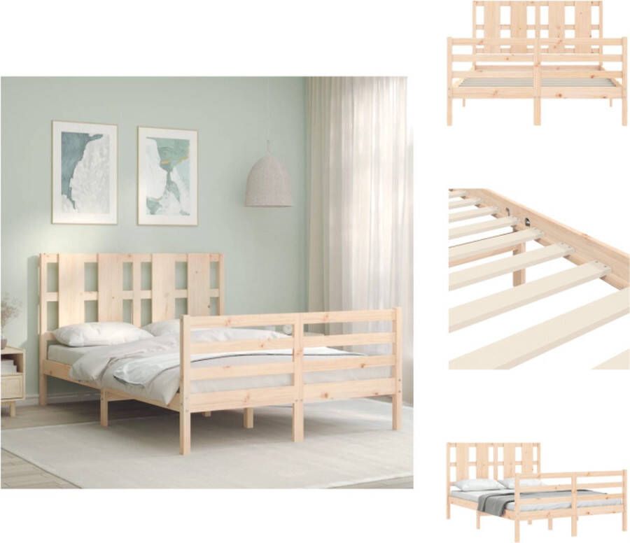 VidaXL Bed Frame Massief grenenhout 195.5 x 140.5 x 100 cm Multiplex lattenbodem Bed