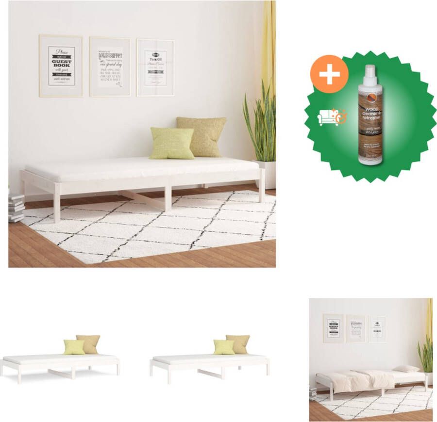 VidaXL Slaapbank Massief Grenenhout Logeerbed Lattenbodem Comfortabele ondersteuning Veelzijdig Extra opbergruimte Wit 205.5 x 96 x 100 cm Geschikte matras 90 x 200 cm Bed Inclusief Houtreiniger en verfrisser - Foto 2