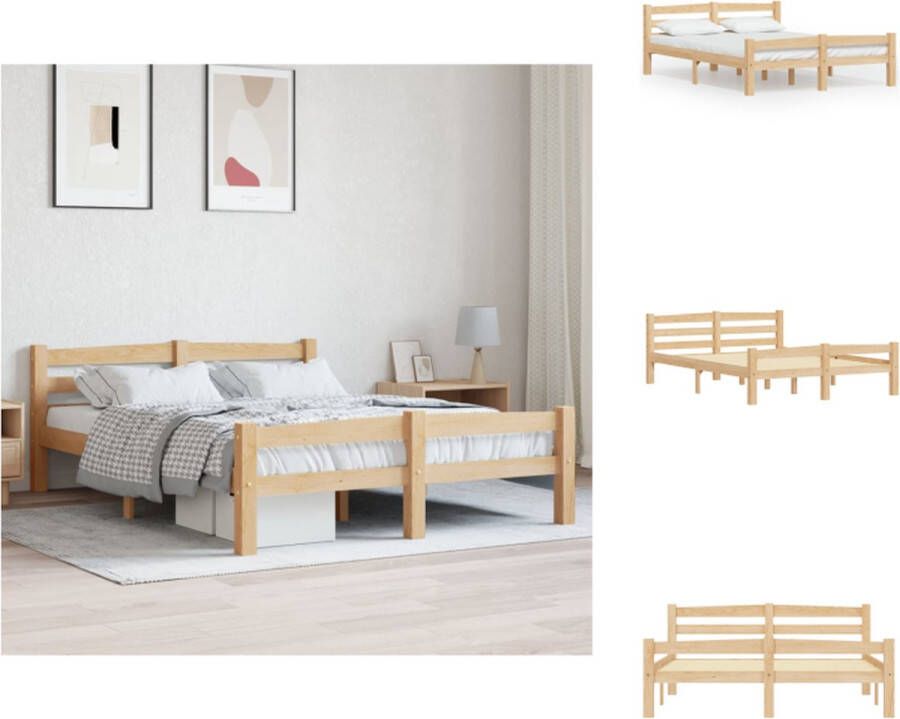 VidaXL Bed Frame Massief Grenenhout 206 x 146 x 66 cm Geen Matras Bed