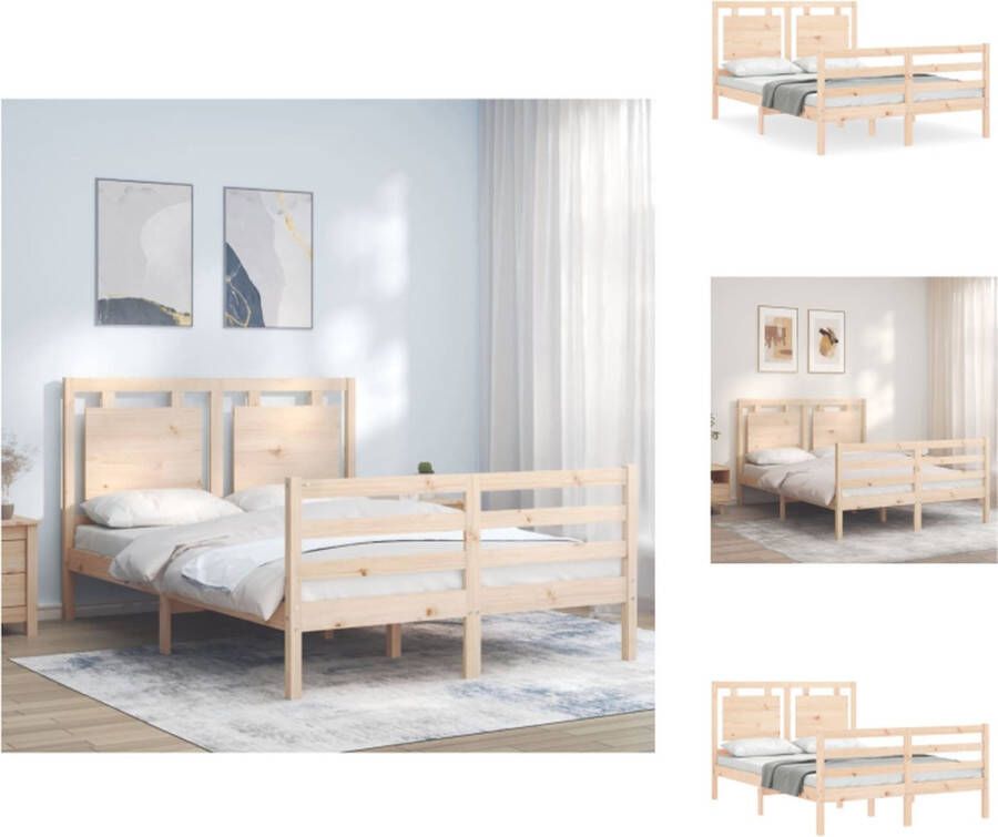 VidaXL Bed Frame Massief grenenhout Multiplex lattenbodem 195.5 x 125.5 x 100 cm Geen matras inbegrepen Montage vereist Bed