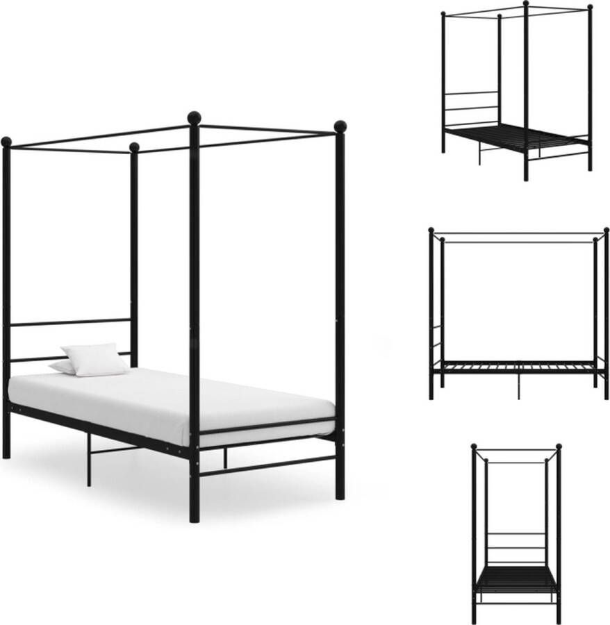 VidaXL Bed Frame Metaal Zwart 208 x 96 x 201 cm (L x B x H) 90 x 200 cm Matras Montage vereist Bed