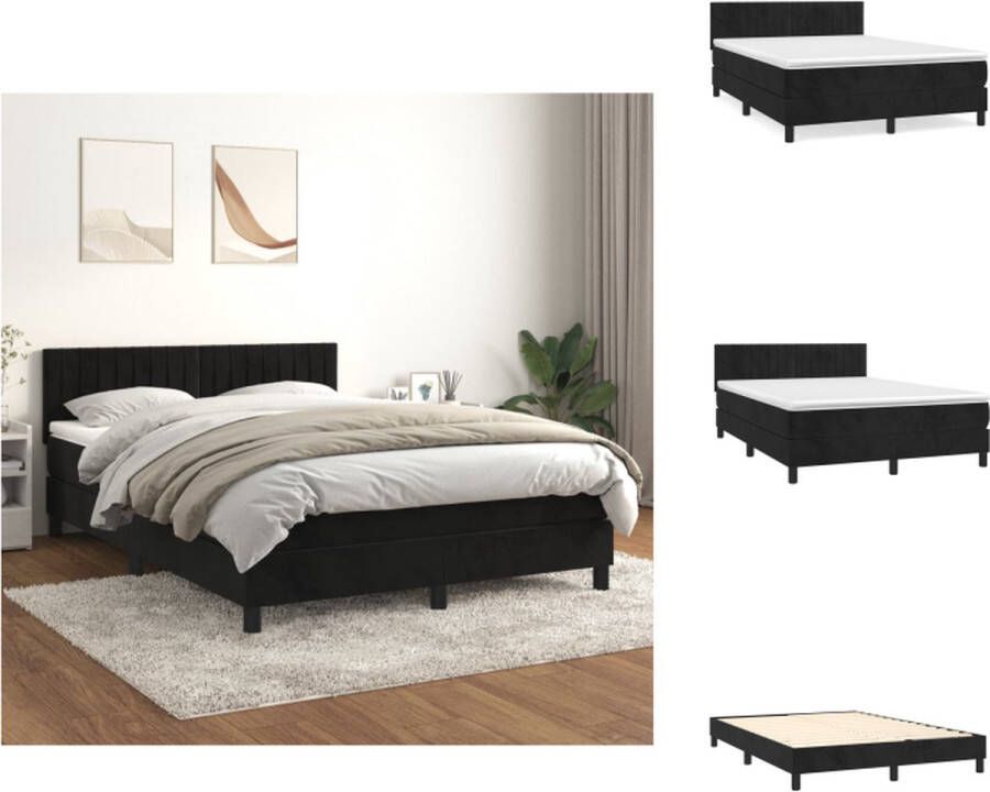 VidaXL Bed Frame Zwart Fluweel 193 x 144 x 78 88 cm Inclusief Pocketvering Matras en Topmatras Bed - Foto 1