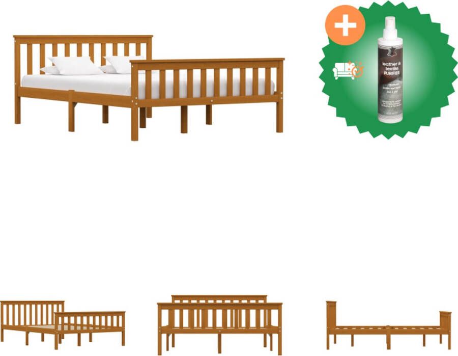 VidaXL Bedframe massief grenenhout honingbruin 140x200 cm Bed Inclusief Reiniger