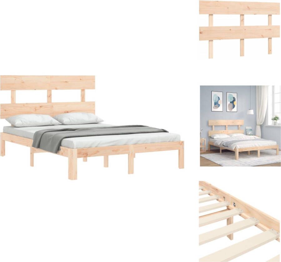 VidaXL Bedframe Bedframes Bed Tweepersoonsbed Bedframe met hoofdbord massief hout 4FT6 Double