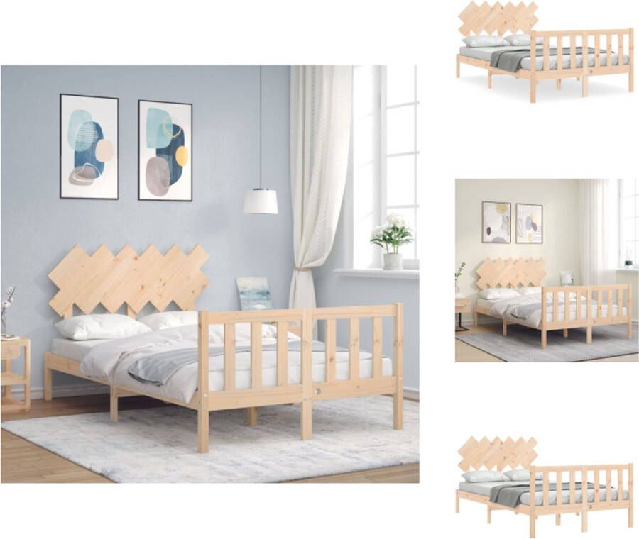 VidaXL Bedframe Massief Grenenhout 195.5 x 125.5 x 81 cm Multiplex lattenbodem Functioneel hoofd- en voeteneinde Zonder matras Bed - Foto 2