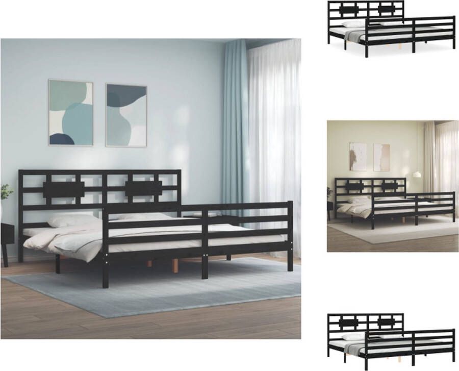 vidaXL Bed Grenenhout Bedframe 205.5 x 185.5 x 100 cm Zwart Bed